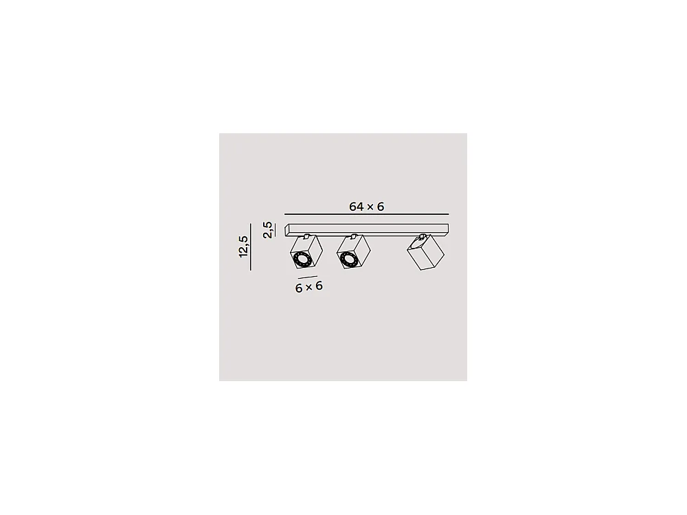 Applique a led ODDY orientabile quadrata Nera da 3xGu10 Perenz