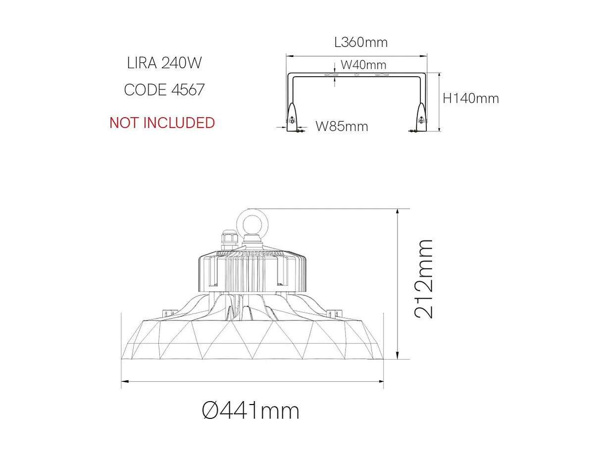 Industrielle LED-Lampe UFO LENS DALI 100W 100-260V