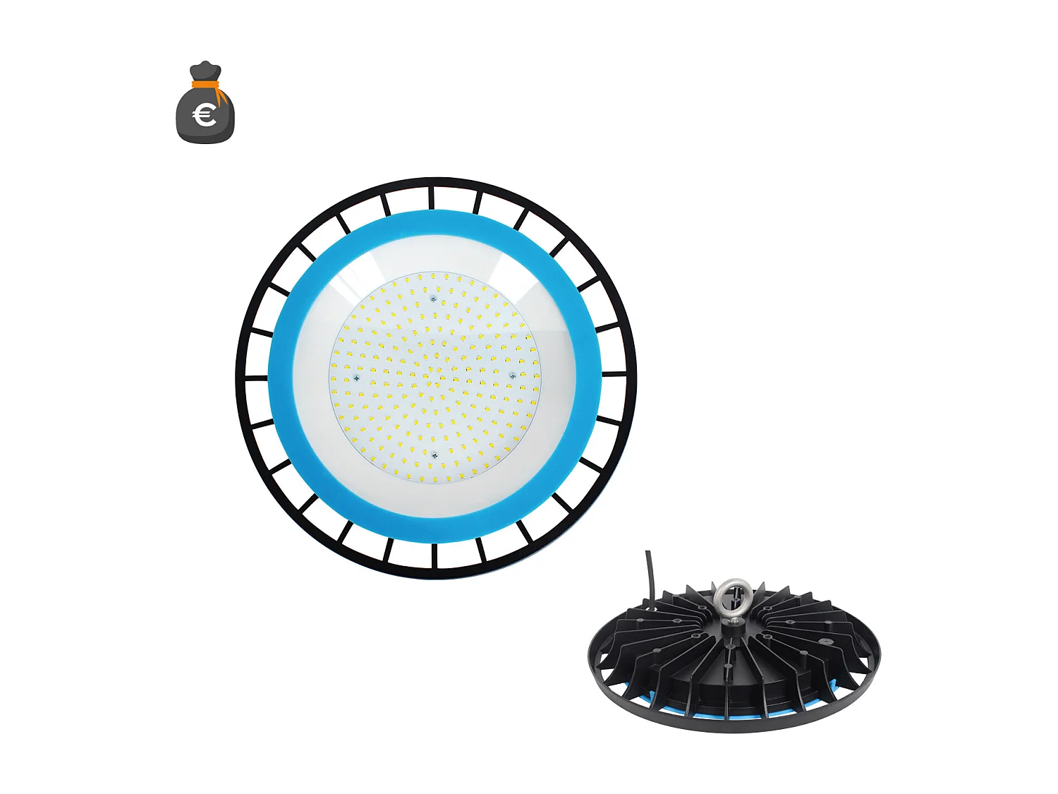 Lampada a led industriale "UFO" da 150W per 5/6 metri di altezza