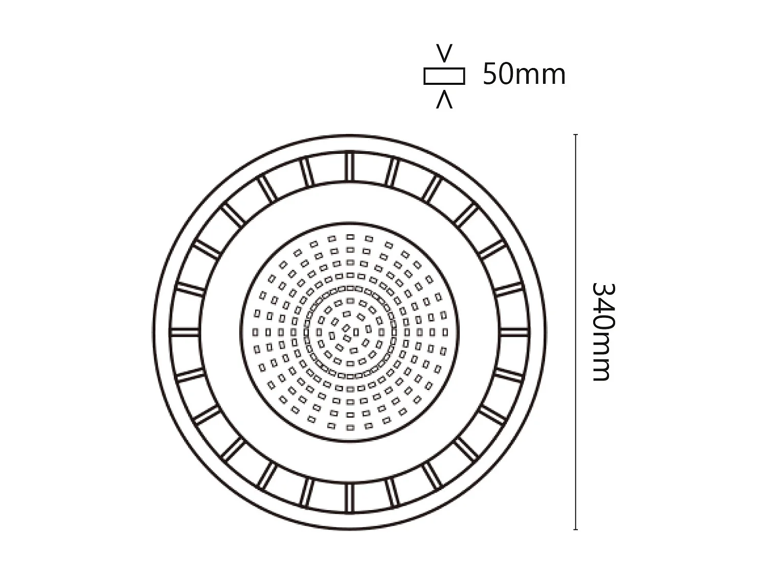 Lampada a led industriale "UFO" da 150W per 5/6 metri di altezza