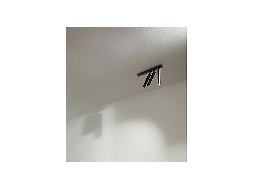 Applique a led 3 luci BAMBU orientabile cilindrica Nera Perenz
