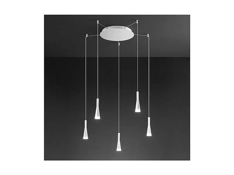 CONE pendelkroonluchter mat wit 5x7W 3000K Perenz