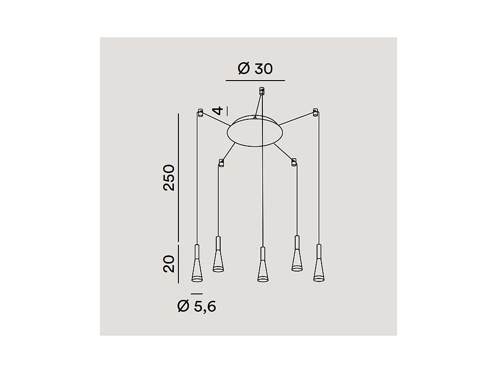 Lámpara colgante CONE blanco mate 5x7W 3000K Perenz