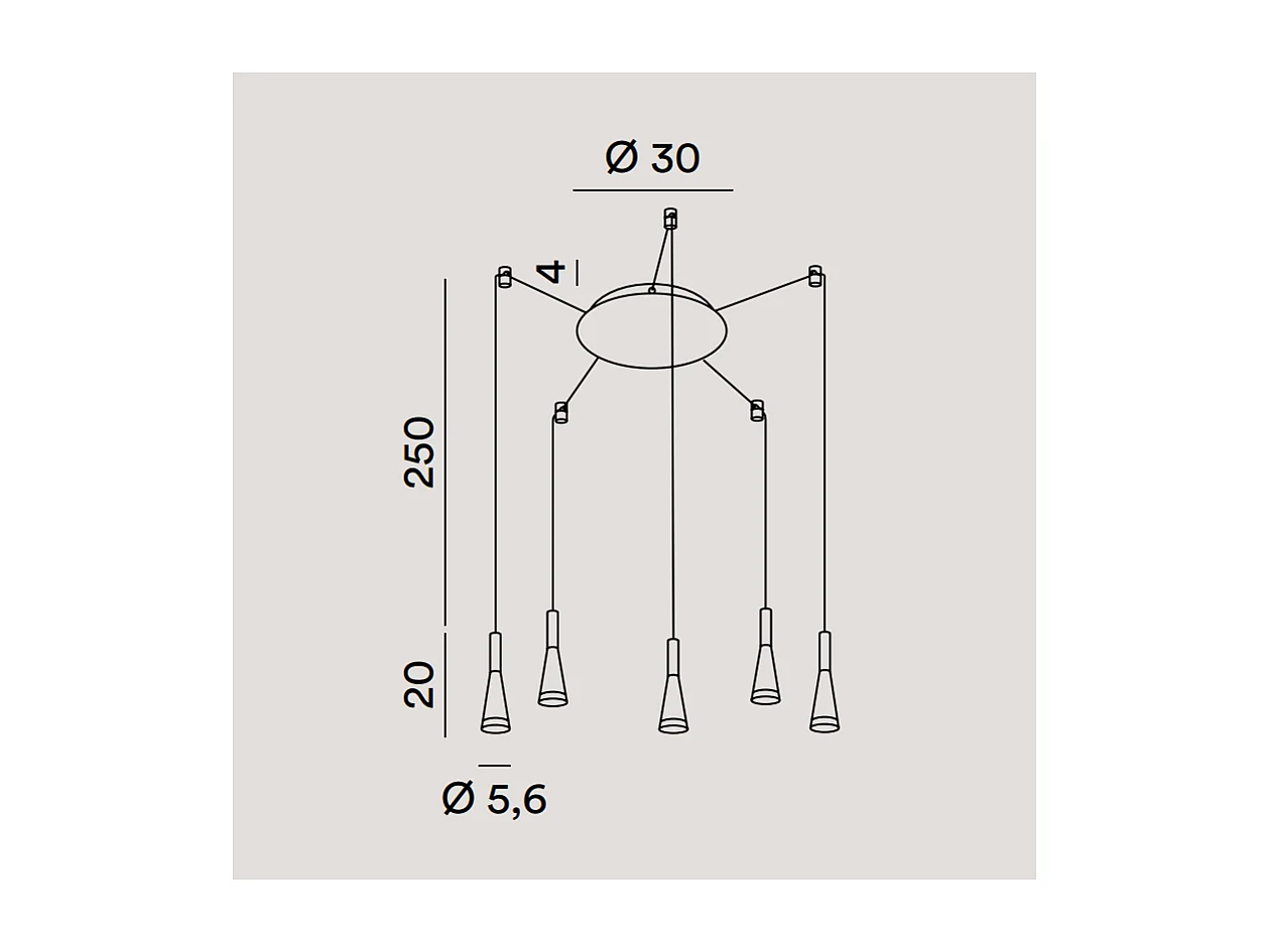 Lámpara colgante CONE blanco mate 5x7W 3000K Perenz