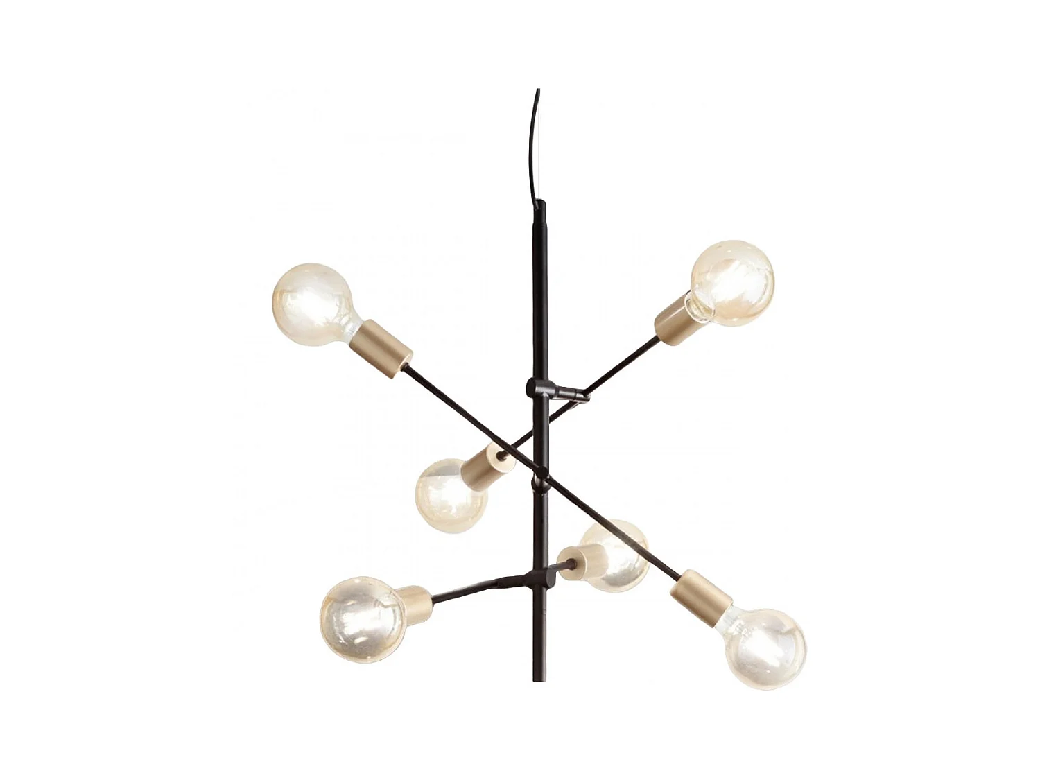 Vector industriële stijl hangende kroonluchter in mat zwart metaal 6xE27