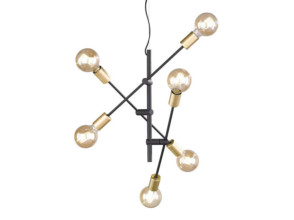 Lustre suspendu de style industriel Vector en métal noir mat 6xE27