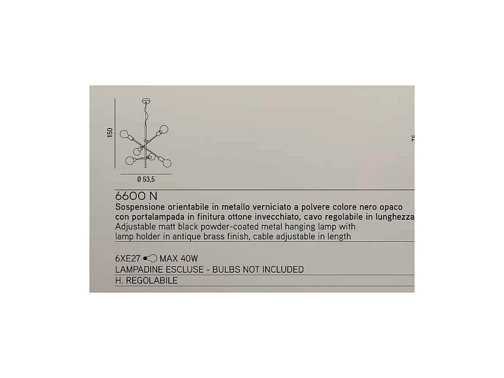 Lustre suspendu de style industriel Vector en métal noir mat 6xE27