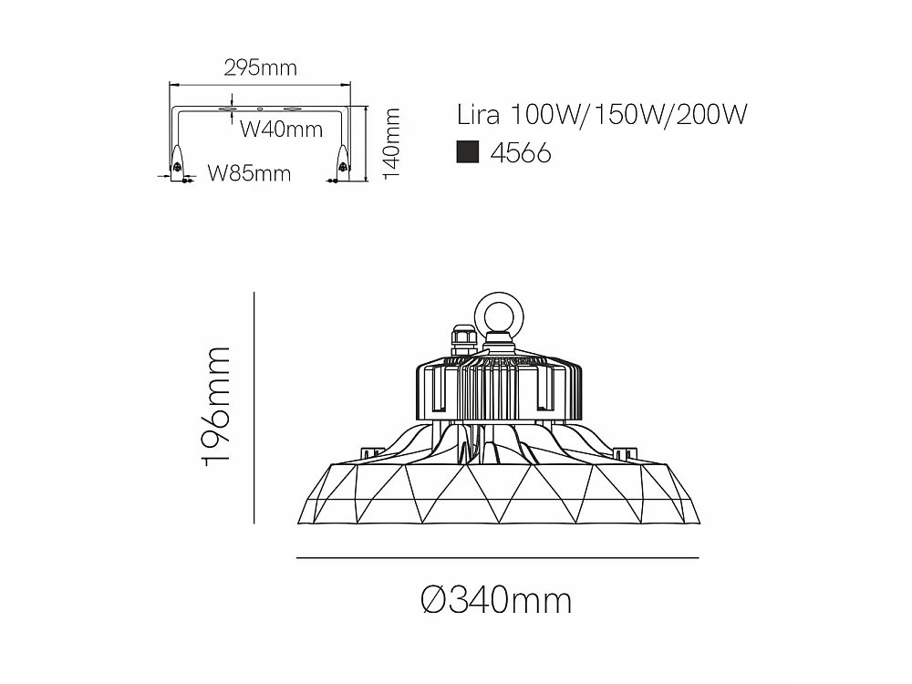 Lâmpada LED industrial UFO LENS SWITCH 90W/120W/150W 100-260V