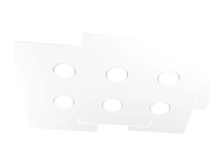 Plafonnier led ECHO Top Light en métal blanc rectangulaire avec 6 douilles d'ampoule Gx53