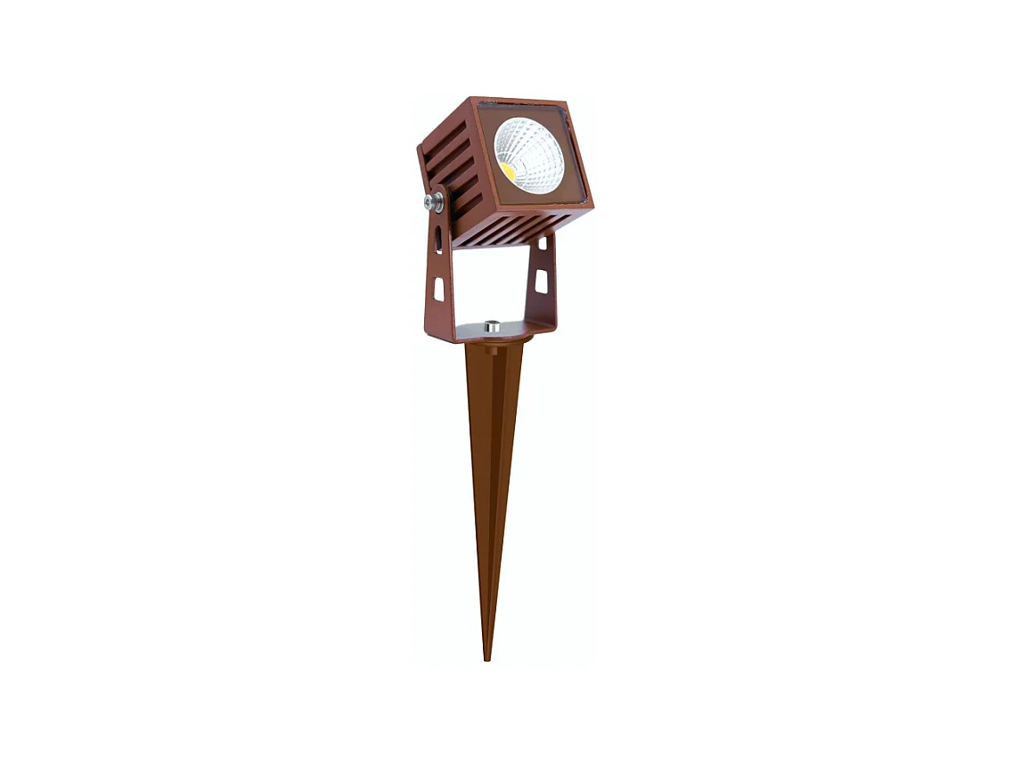 Spot LED carré ZAS Beneito 7W IP65, couleur corten