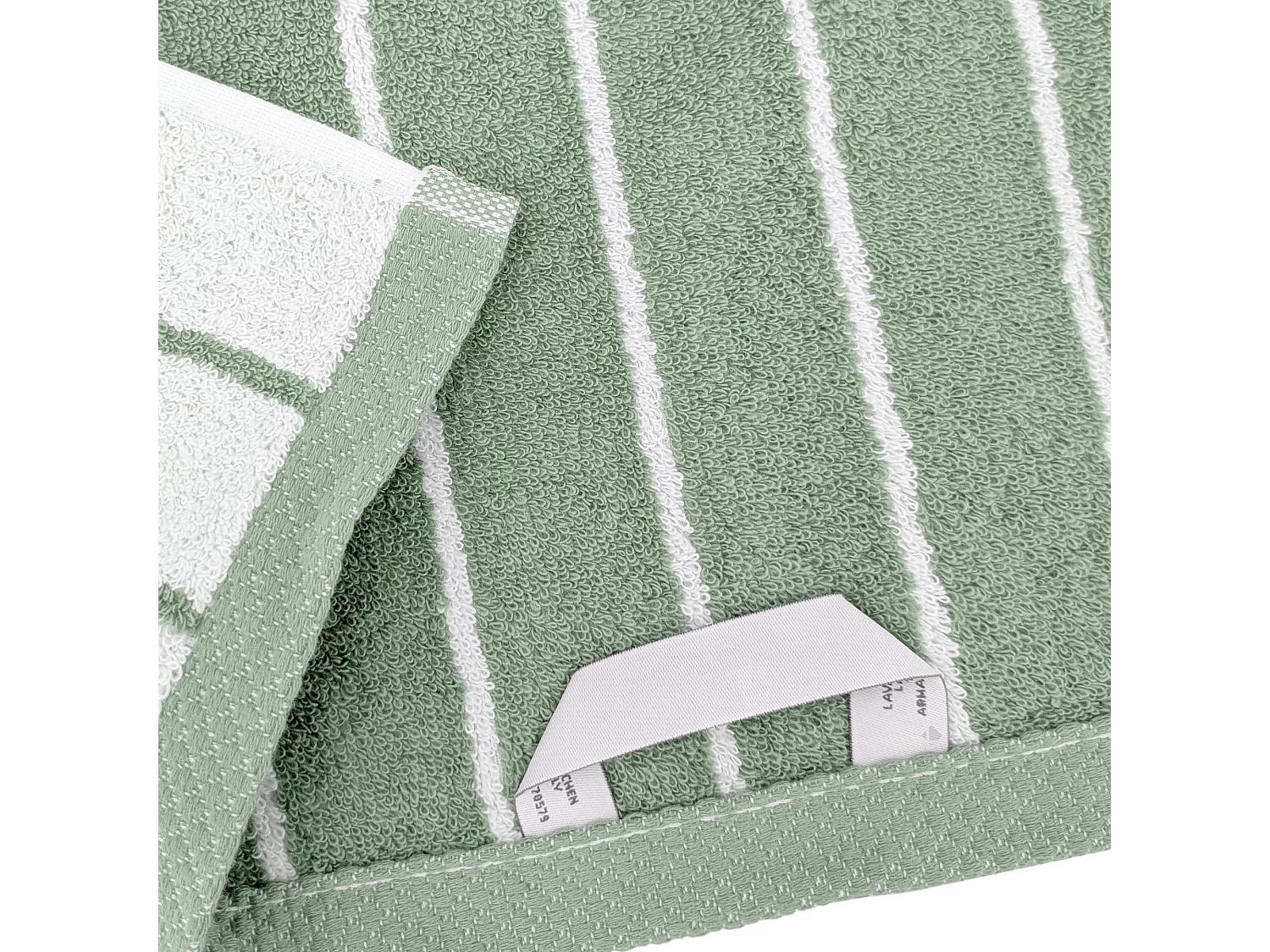 Drap de douche coton 70x140cm PURE LIGHT à rayures vert