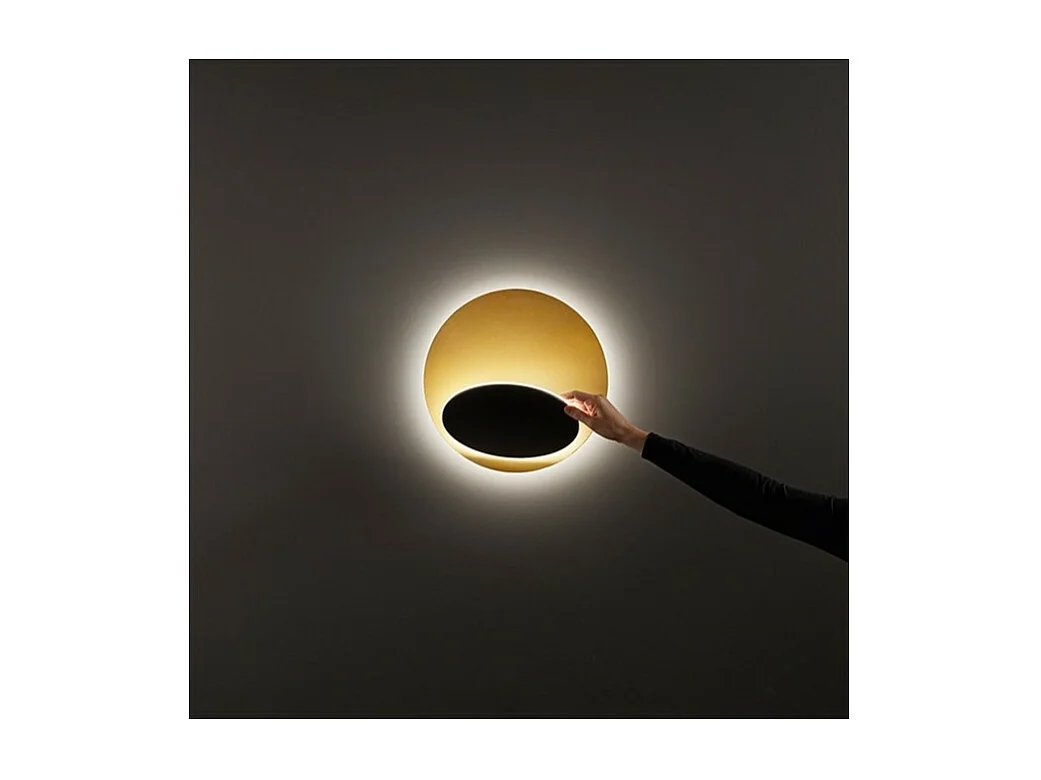 DRUM LED-Deckenleuchte aus mattschwarzgoldenem Metall 43W Perenz