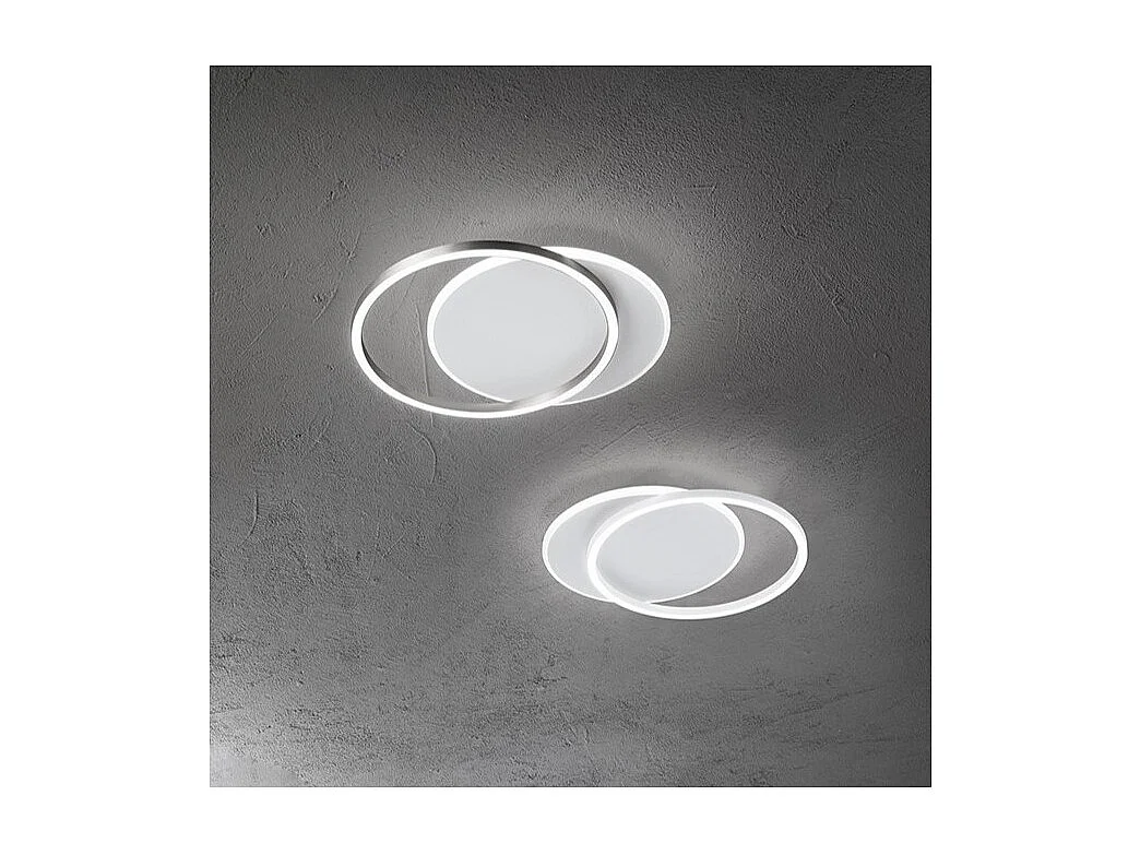 Plafonnier LED ORBIT Blanc et Gris 43W Perenz en aluminium
