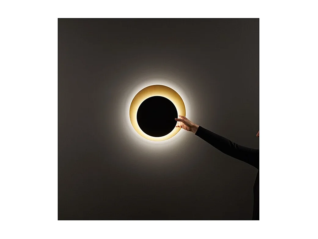 DRUM LED-Deckenleuchte aus mattschwarzgoldenem Metall 33W Perenz