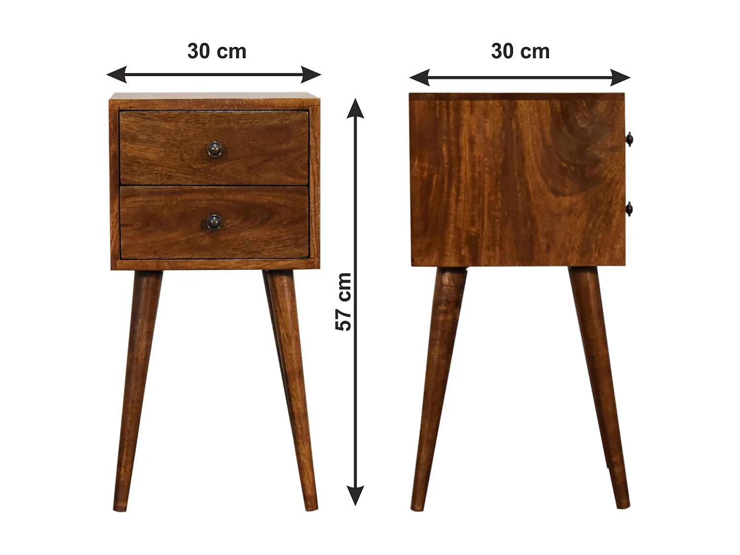 Table de chevet Mini 2 Tiroirs Chestnut