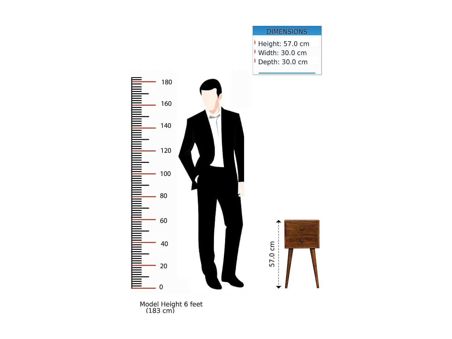Mini nachttafel met lades