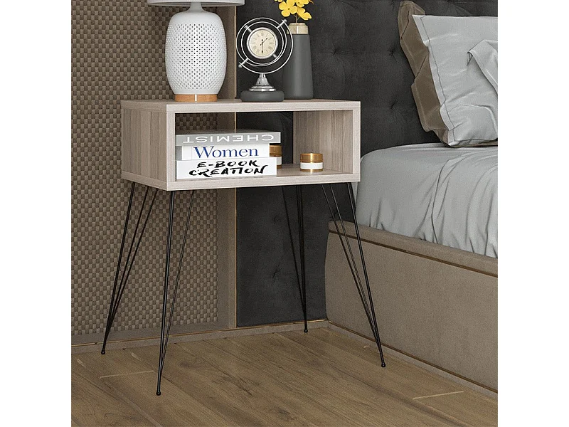 Table de chevet Naida gris-beige-noir 45x30x59 cm