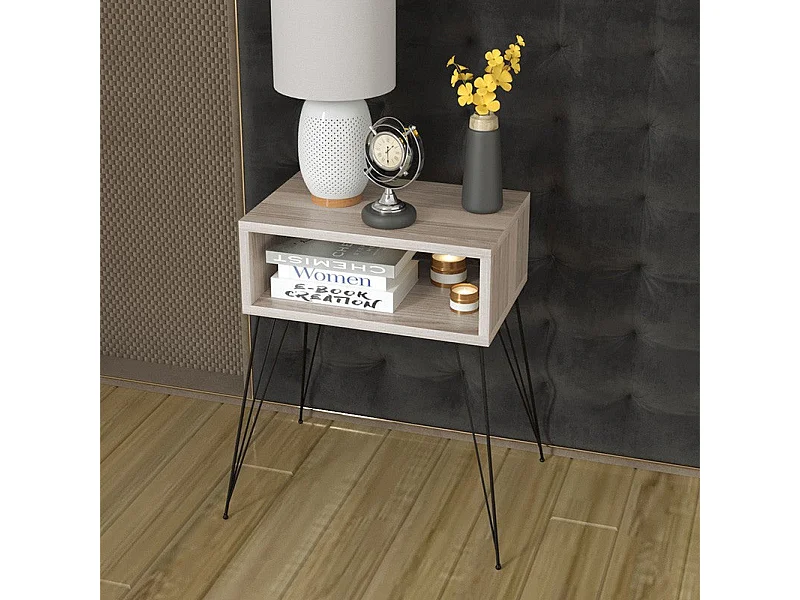 Table de chevet Naida gris-beige-noir 45x30x59 cm