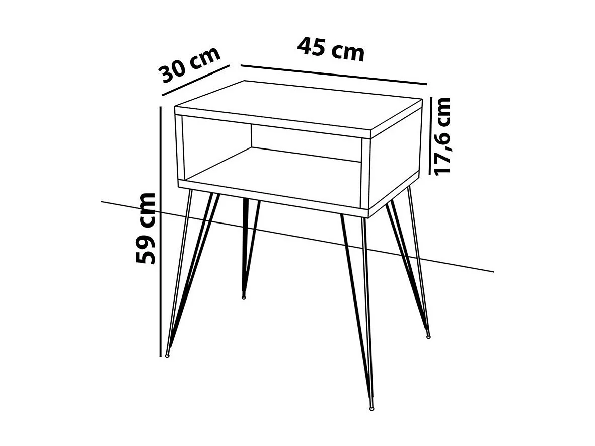 Table de chevet Naida gris-beige-noir 45x30x59 cm