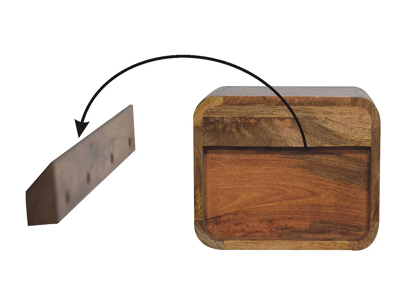 Ścienna szafka nocna w stylu dębowym z otwartą przestrzenią