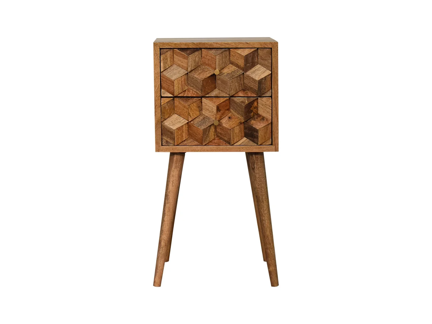 Table de chevet Mini Cube Carved 2 Tiroirs