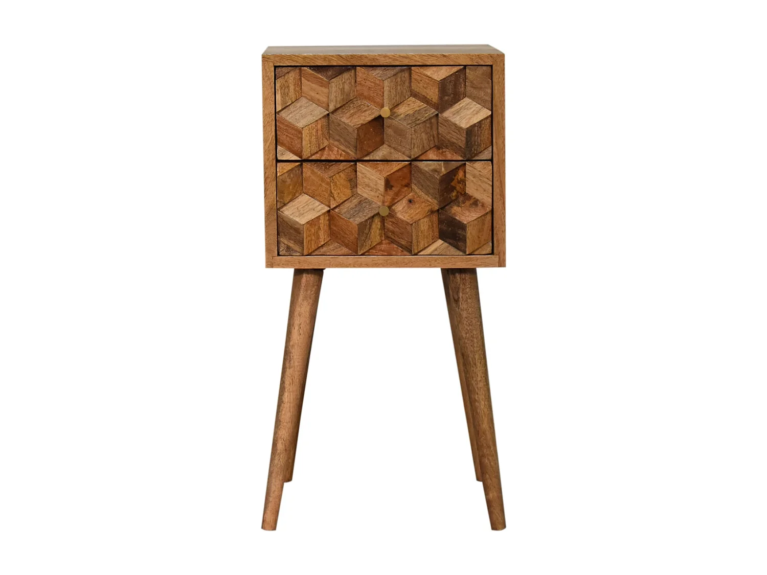Table de chevet Mini Cube Carved 2 Tiroirs