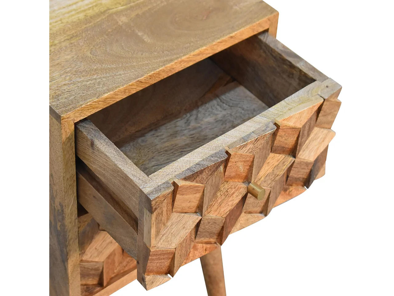 Table de chevet Mini Cube Carved 2 Tiroirs