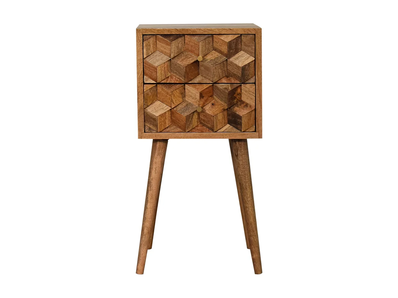 Table de chevet Mini Cube Carved 2 Tiroirs