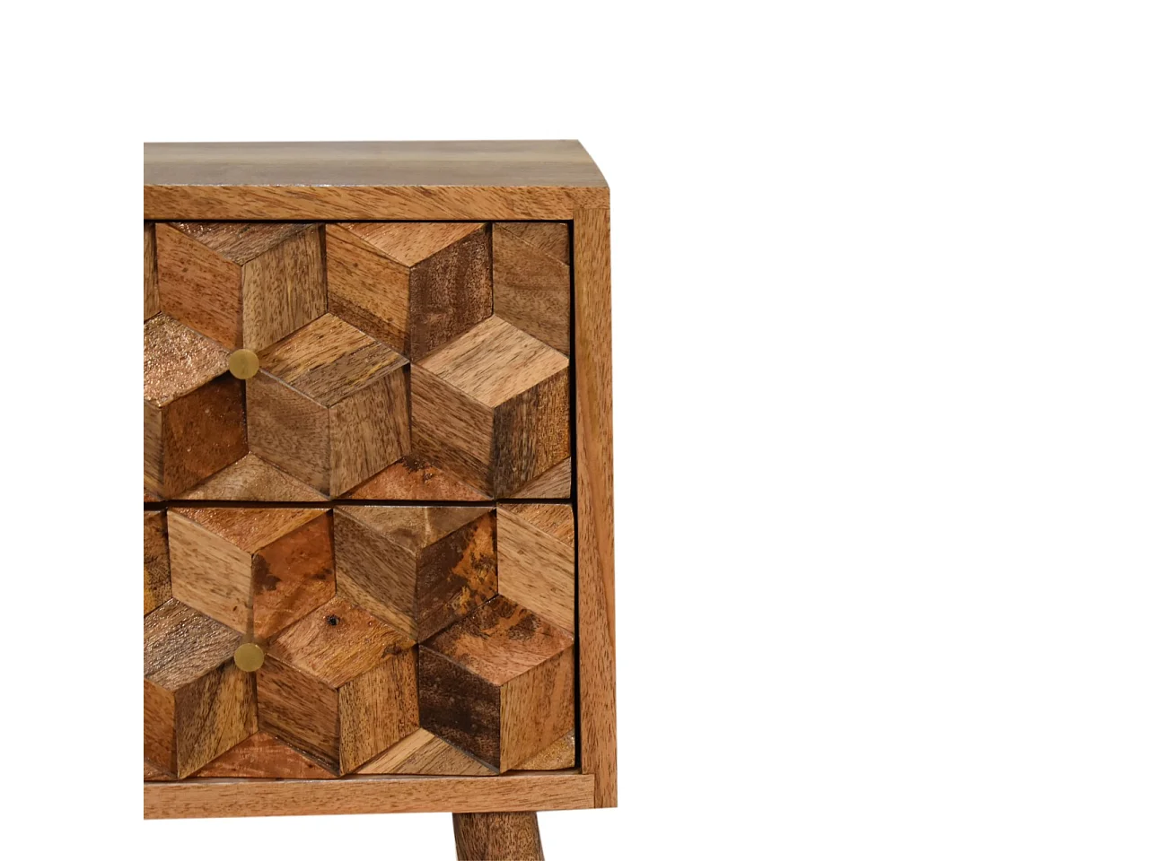 Table de chevet Mini Cube Carved 2 Tiroirs