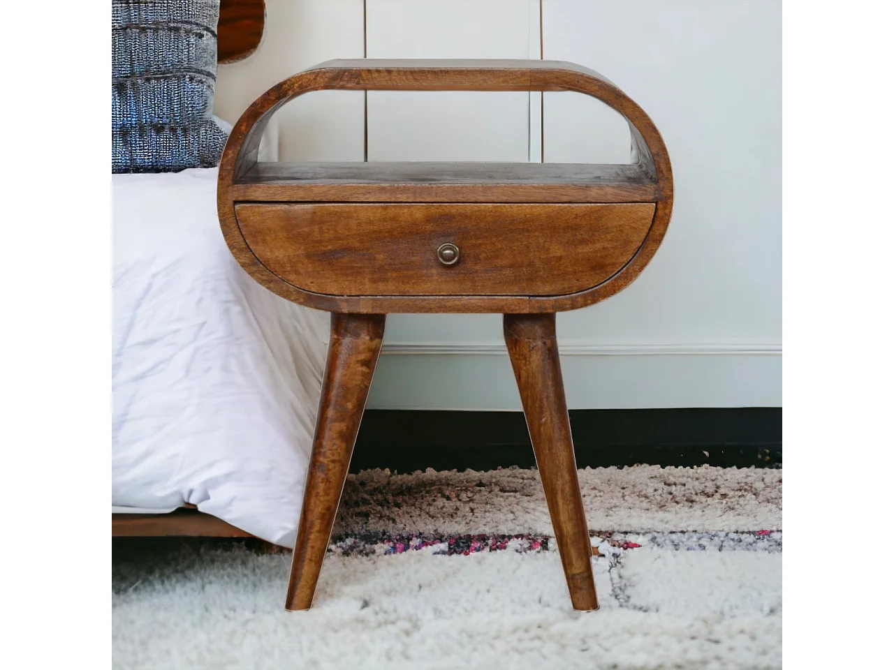 Okrągła otwarta szafka nocna Chestnut