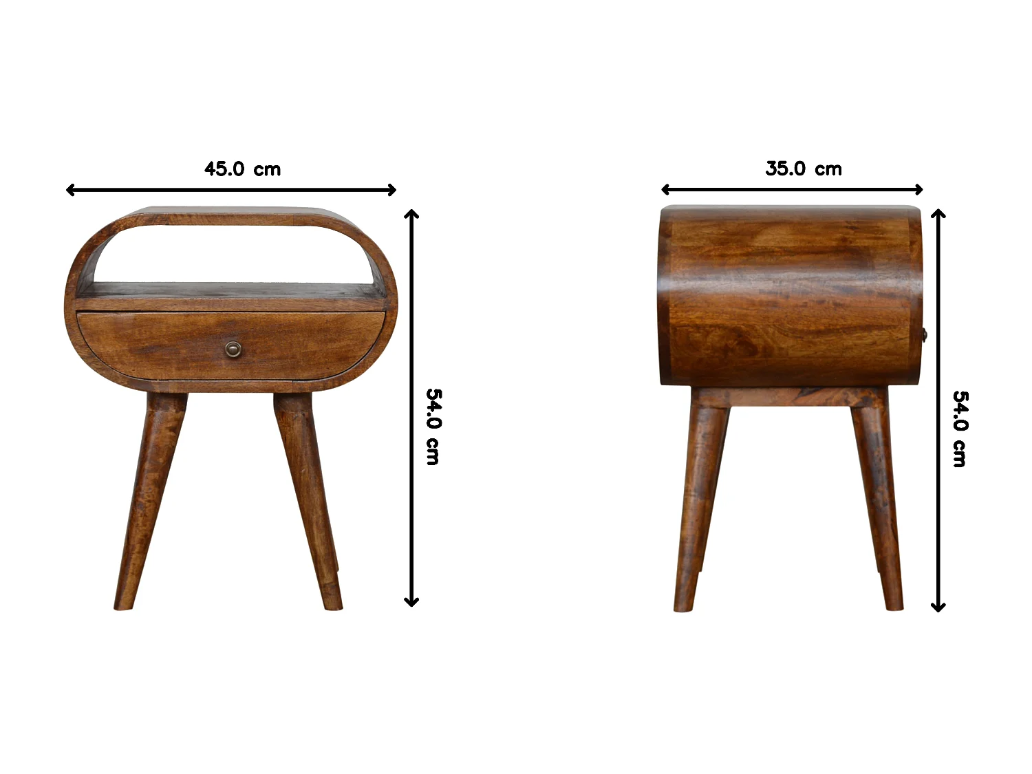 Okrągła otwarta szafka nocna Chestnut