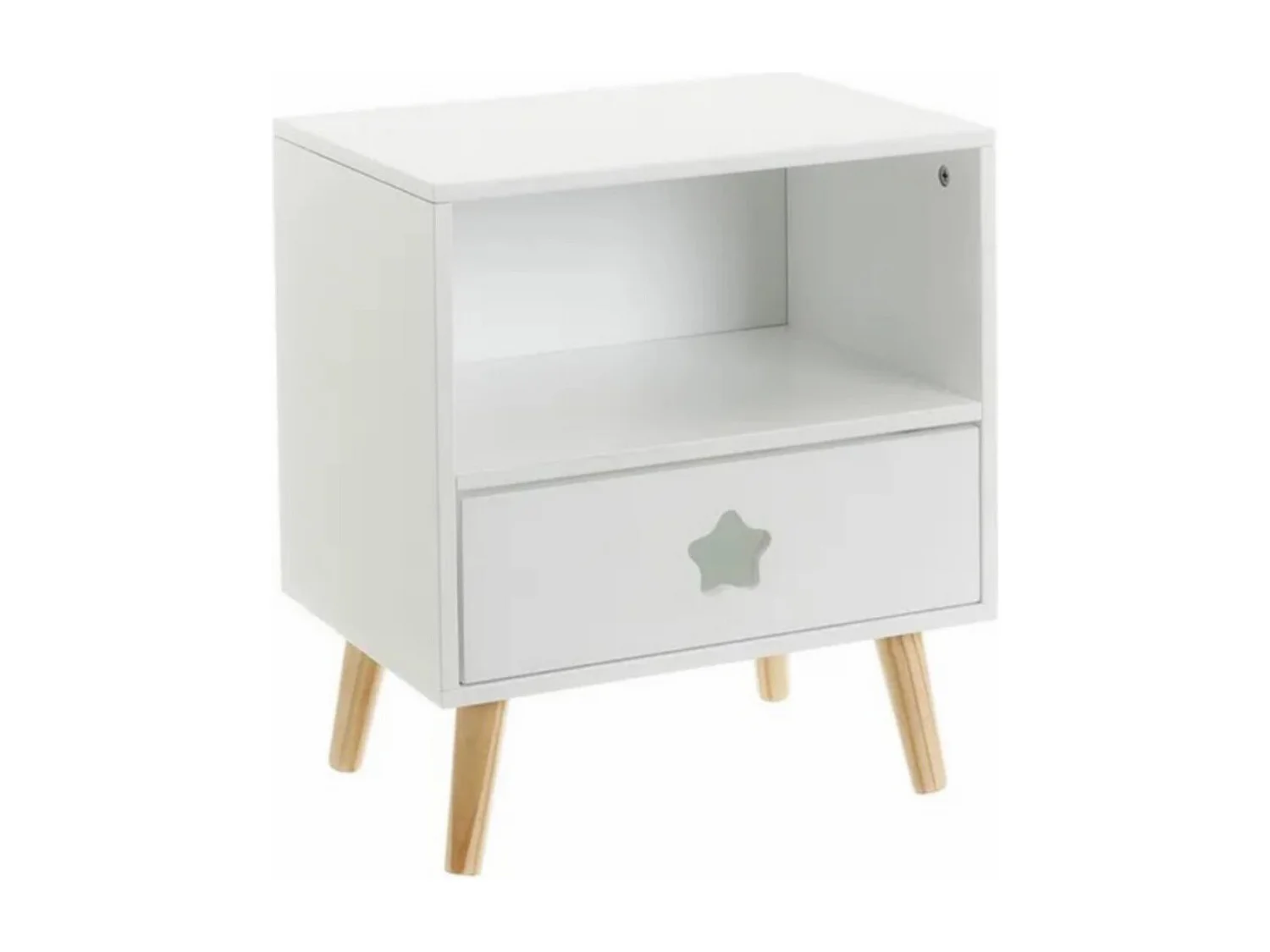 Table de chevet table de nuit pour enfant coloris blanc-naturel - Longueur 40 x Profondeur 30 x Hauteur 50 c