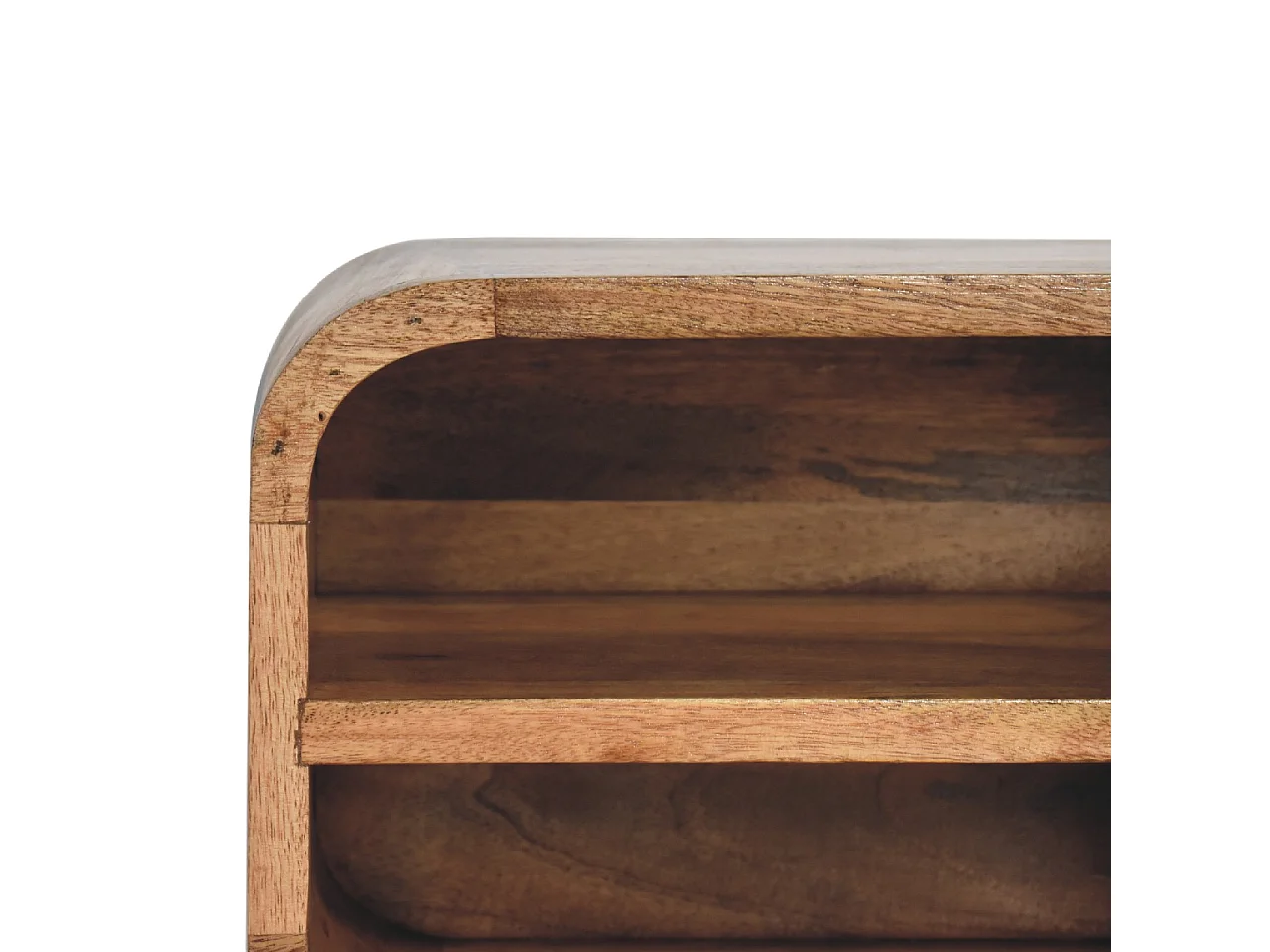 Table de chevet flottante Oak-ish à courbe ouverte Artisan Furniture, 2 étagères ouvertes, marron