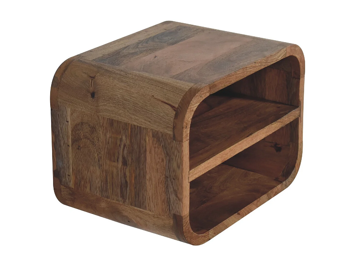 Table de chevet flottante Oak-ish à courbe ouverte Artisan Furniture, 2 étagères ouvertes, marron