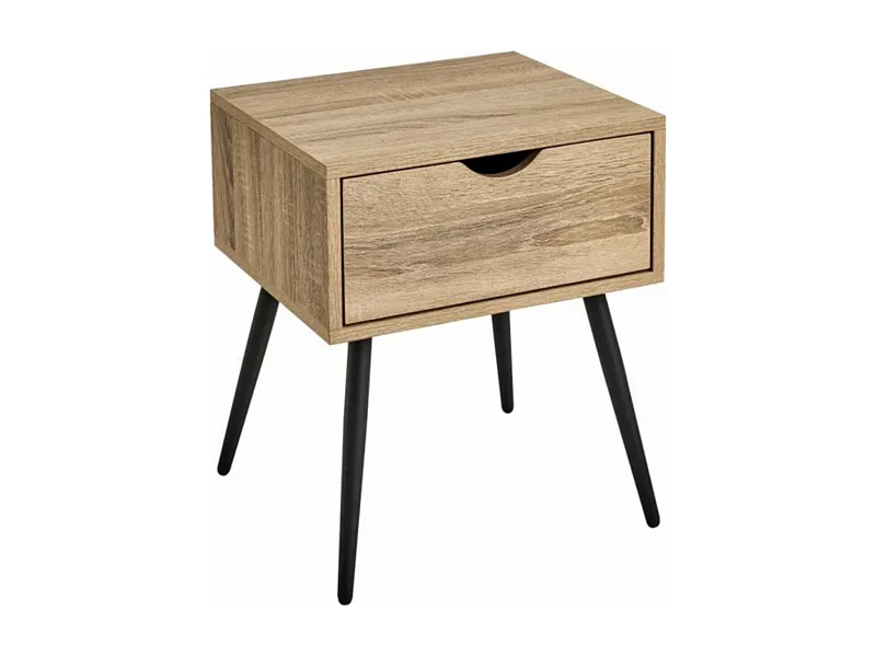 Table de Chevet Table de Nuit Coloris Naturel/Noir - Longueur 40 x Profondeur 35 x Hauteur 49,50 cm