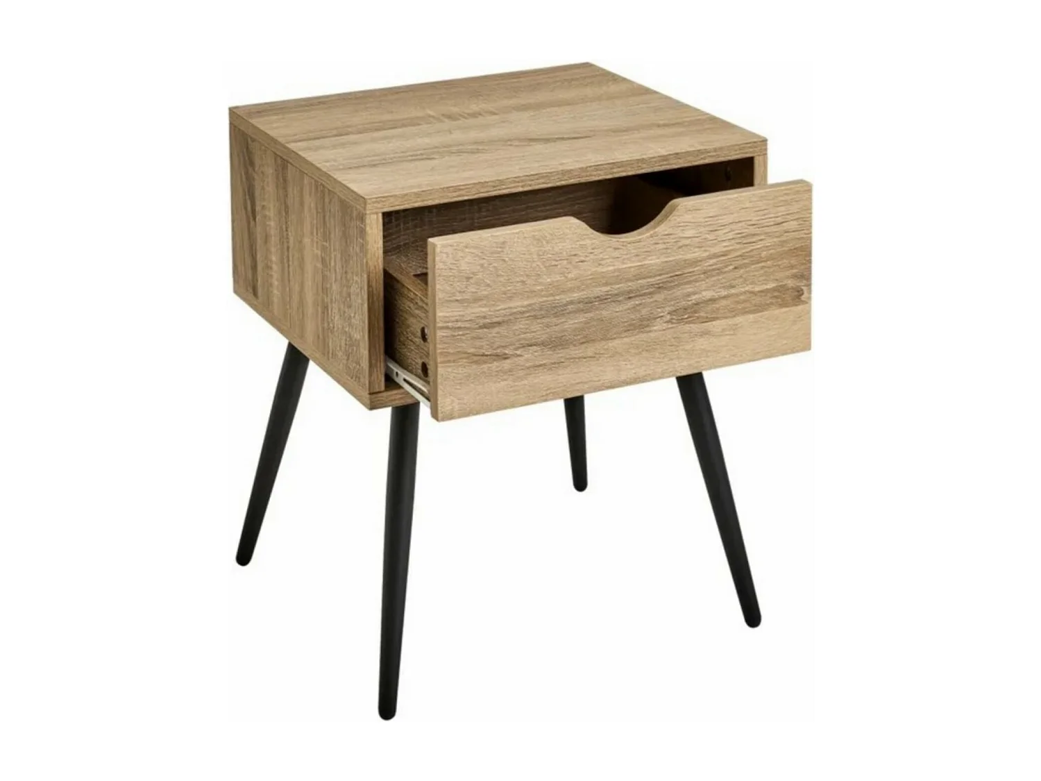 Table de Chevet Table de Nuit Coloris Naturel/Noir - Longueur 40 x Profondeur 35 x Hauteur 49,50 cm