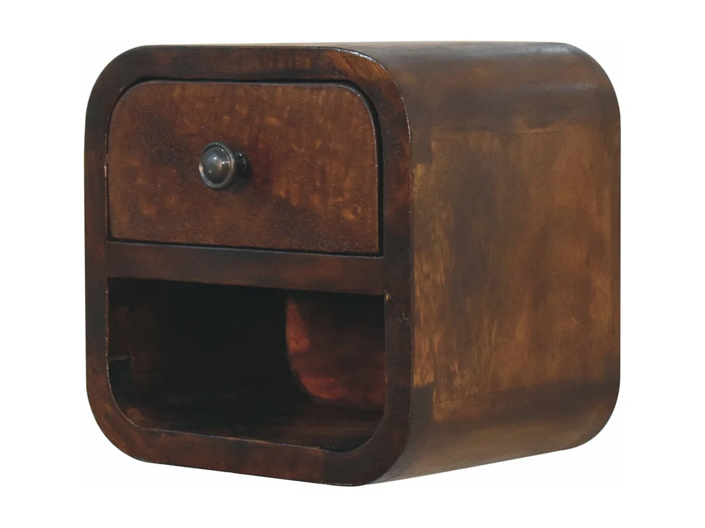 Table de chevet Mini Curved Chestnut avec Slot