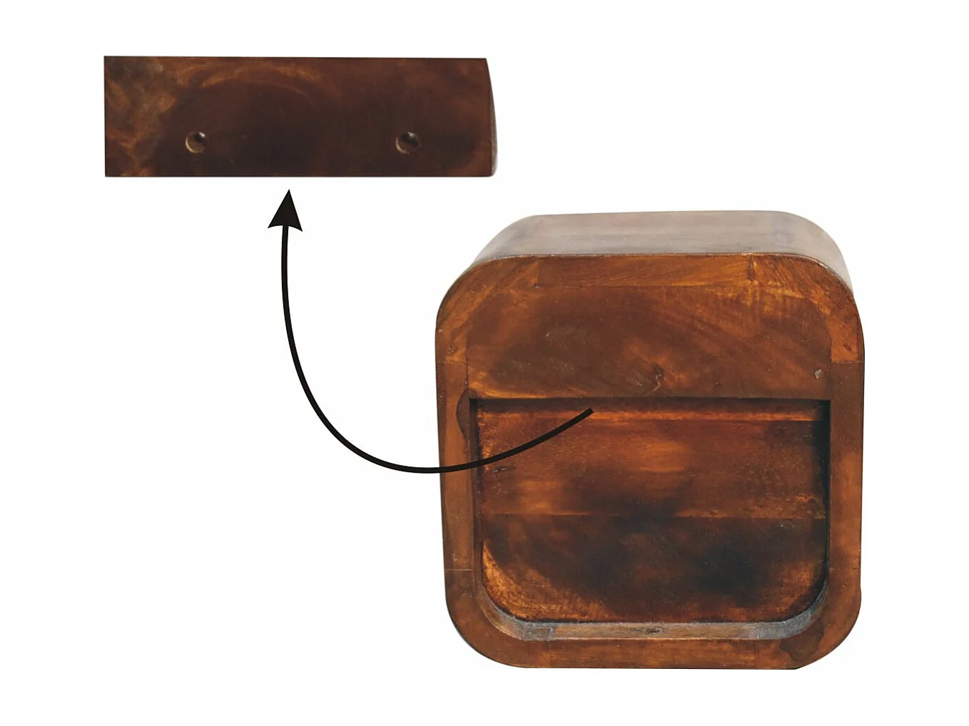 Table de chevet Mini Curved Chestnut avec Slot