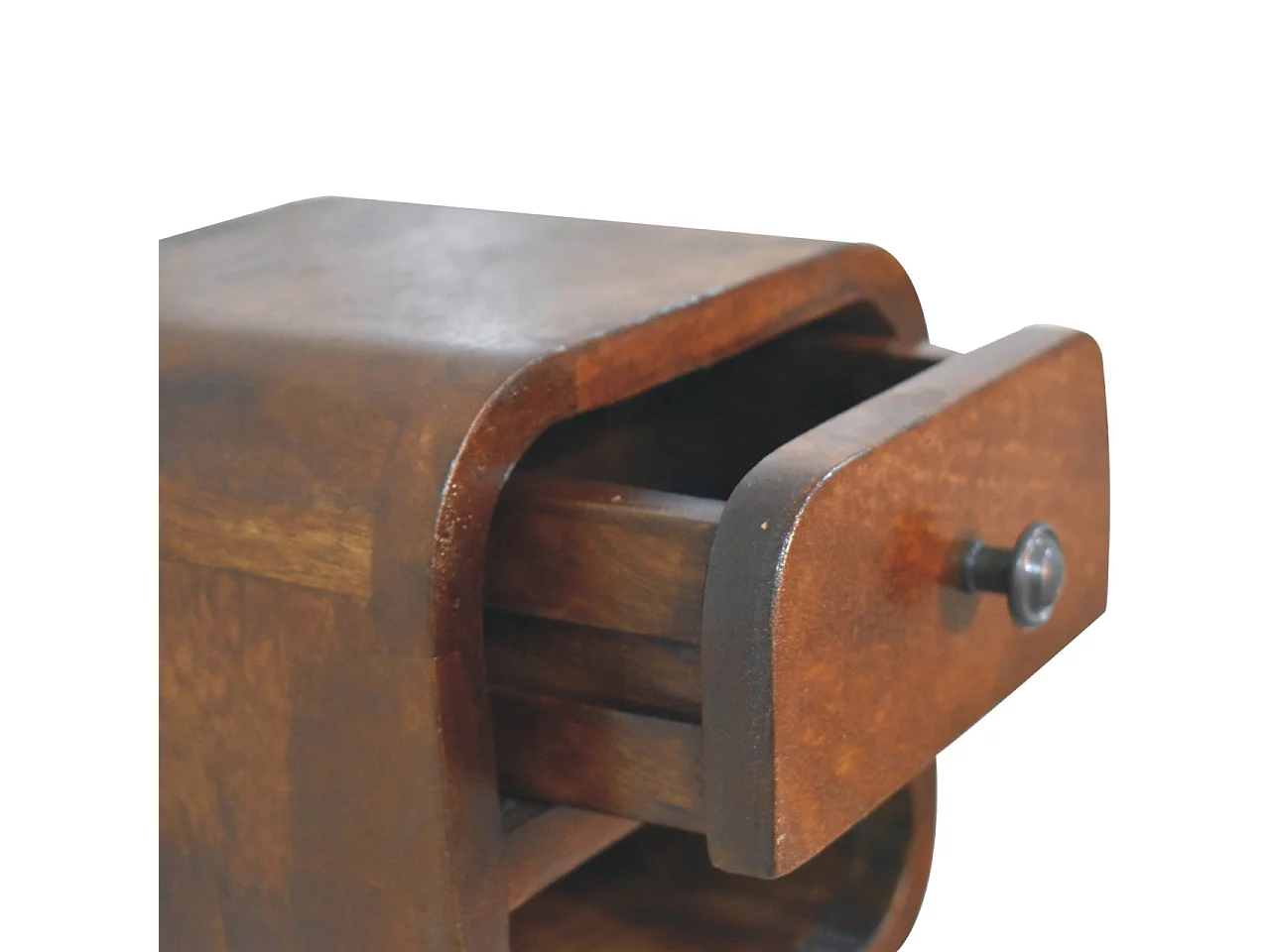 Dodatkowa mini szafka nocna Chestnut z zakrzywionym blatem i otwartą przegródką