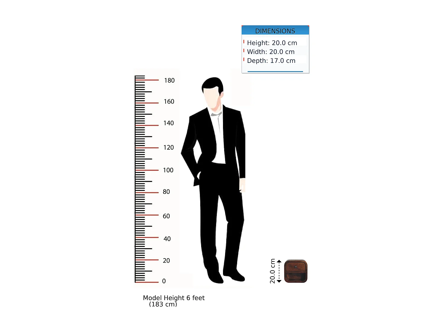 Dodatkowa mini szafka nocna Chestnut z zakrzywionym blatem i otwartą przegródką