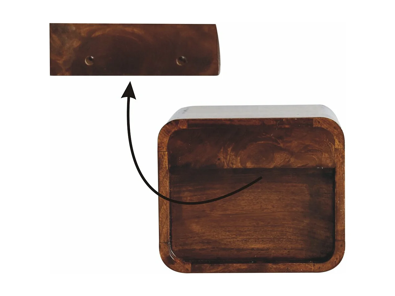 Table de chevet Extra Mini Wall Mounted Curved Chestnut
