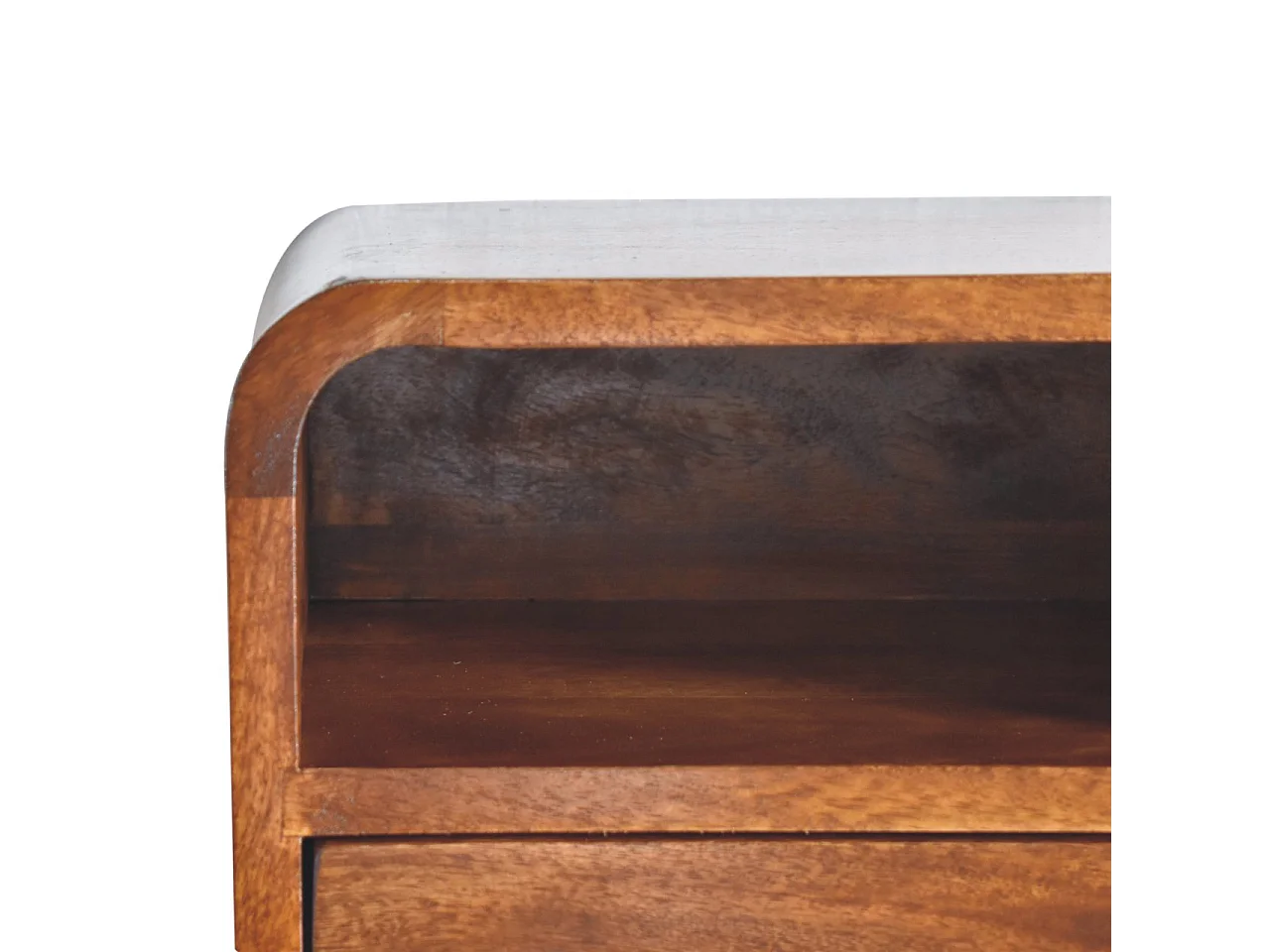 Artisan Furniture Solid Wood Table de chevet Extra Mini Wall Mounted Curved Chestnut