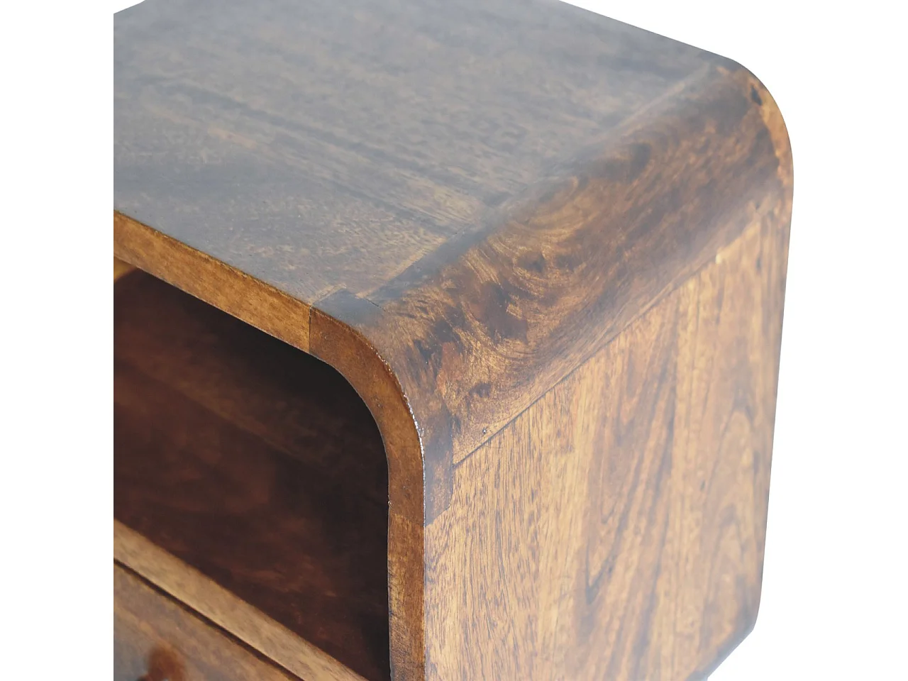 Artisan Furniture Solid Wood Table de chevet Extra Mini Wall Mounted Curved Chestnut