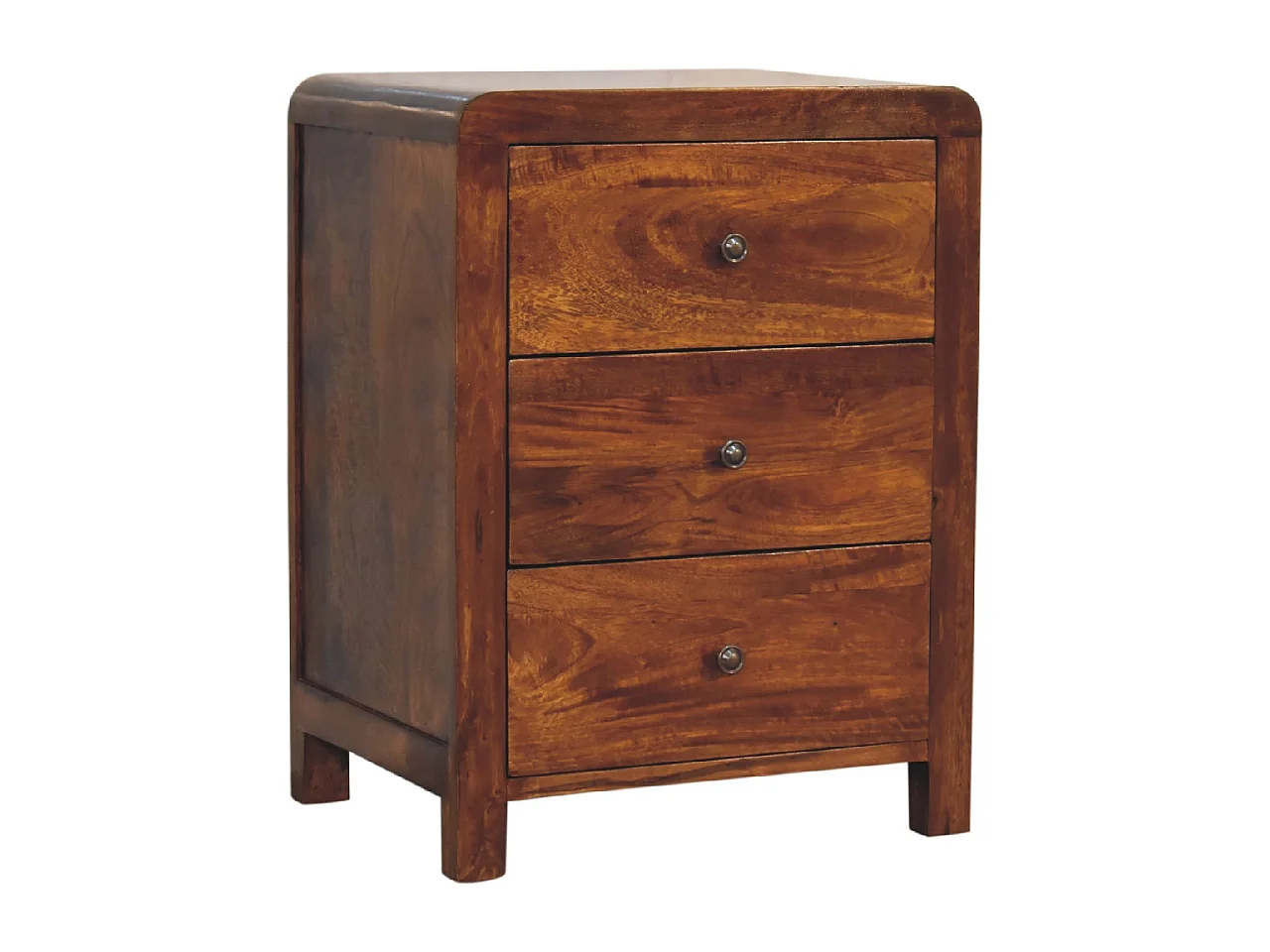 Naya nattduksbord från Artisan Furniture, med 3 lådor, brunt.