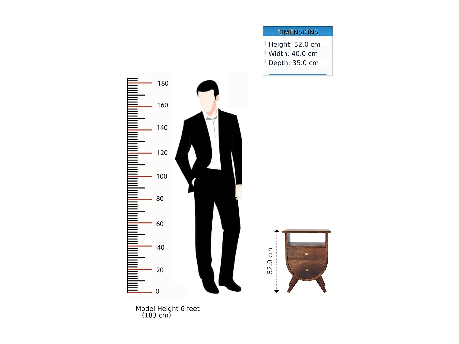 Artisan Furniture Solid Wood Table de chevet Split Chestnut