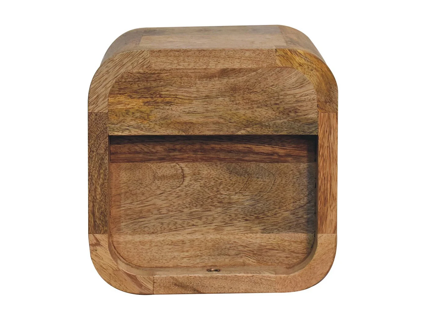 Artisan Furniture Mesa de Cabeceira Extra Mini Curvada em Madeira Maciça Oak-ish, 1 Gaveta e Prateleira Aberta, Marrom Claro