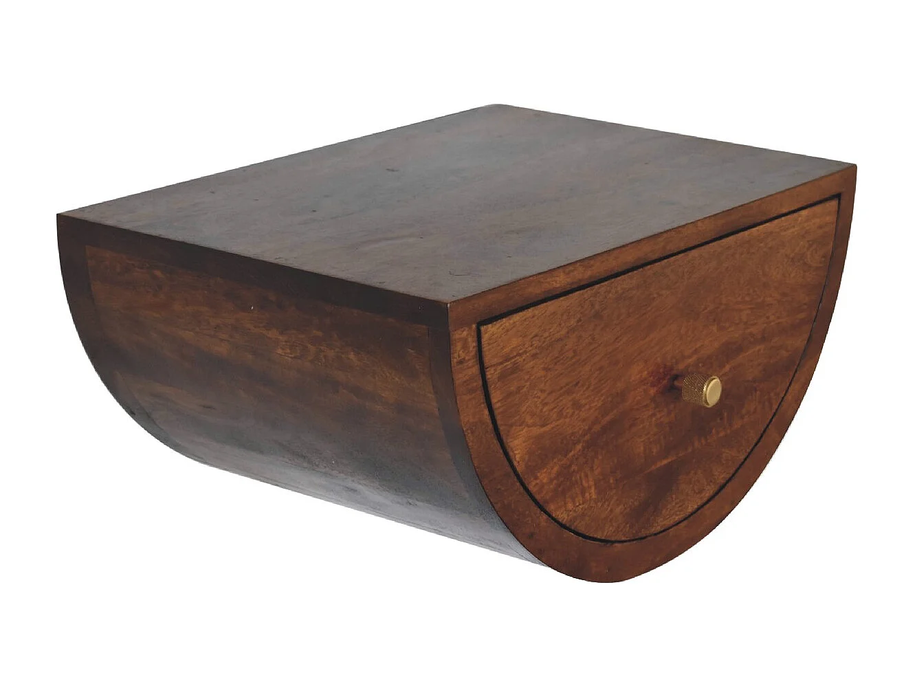 Table de chevet flottante Crescent en châtaignier Artisan Furniture, 1 tiroir, brun brillant