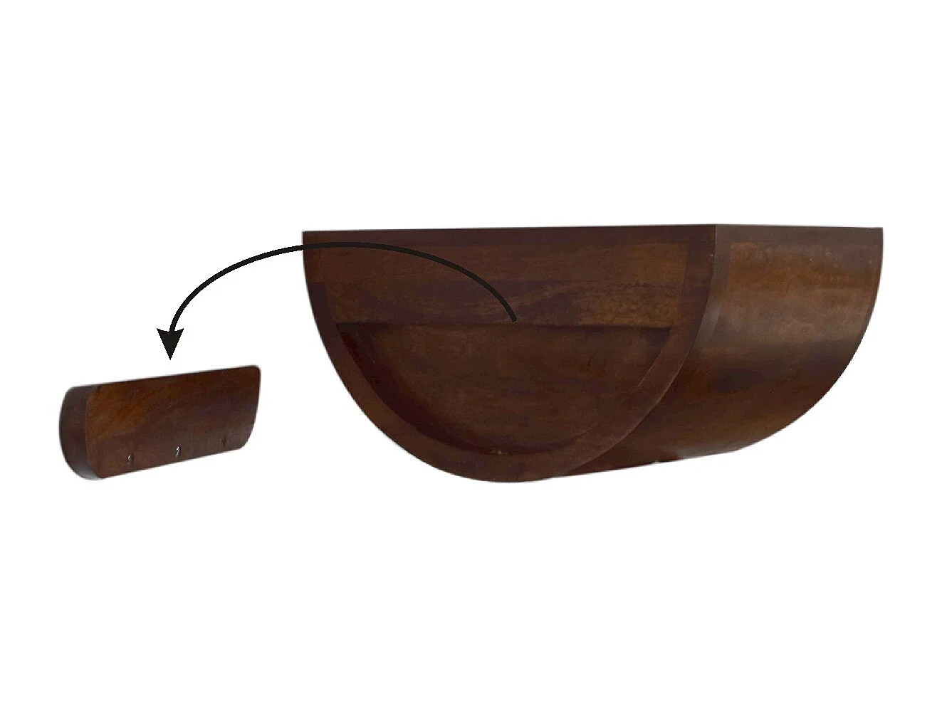 Table de chevet flottante Crescent en châtaignier Artisan Furniture, 1 tiroir, brun brillant