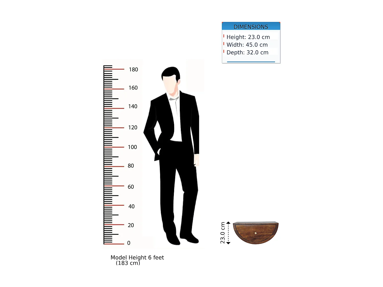 Table de chevet flottante Crescent en châtaignier Artisan Furniture, 1 tiroir, brun brillant