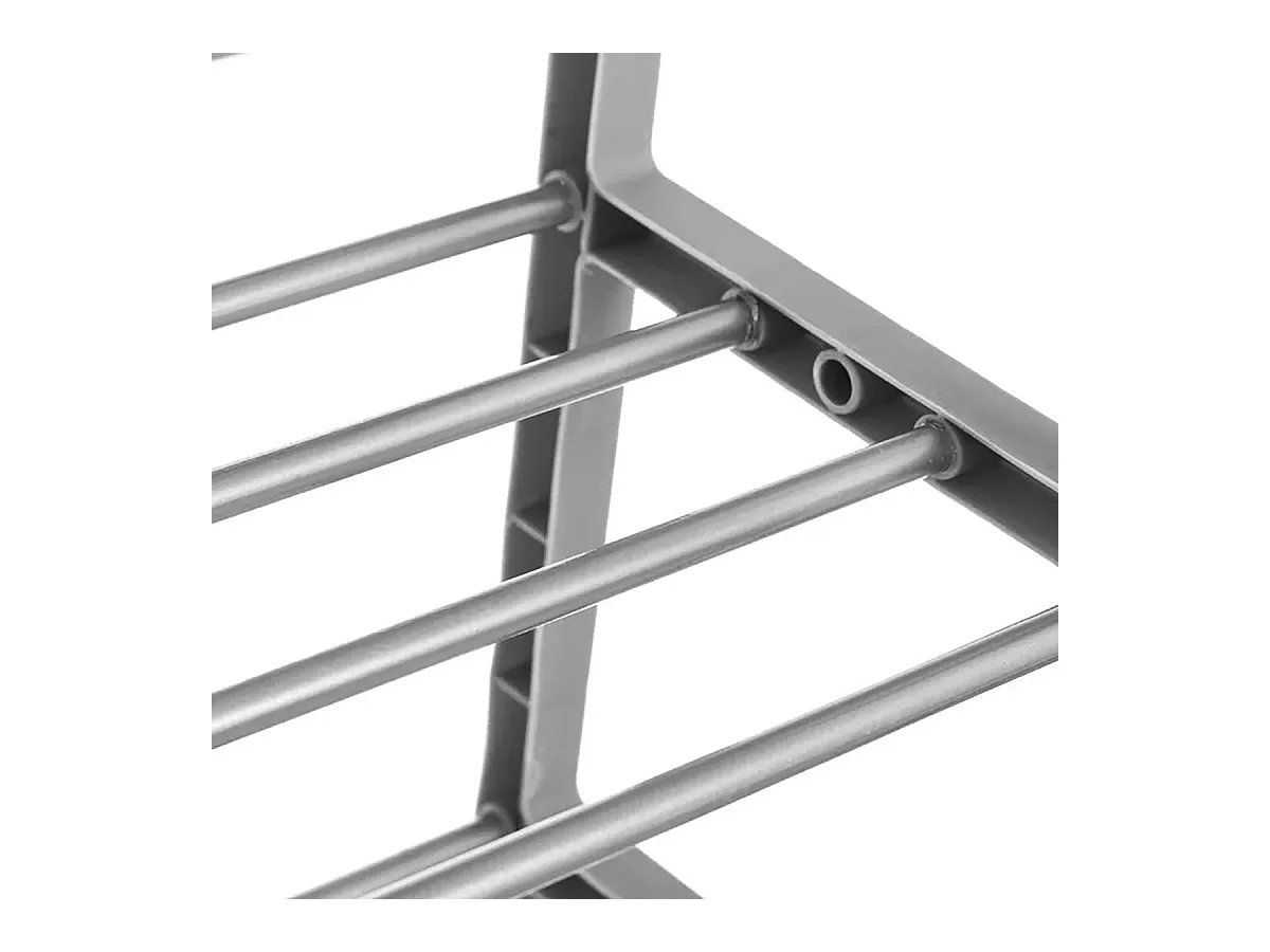 Etagère à chaussures, meuble de rangement coloris chrome/gris - Longueur 50 x Profondeur 19 x Hauteur 82 cm -
